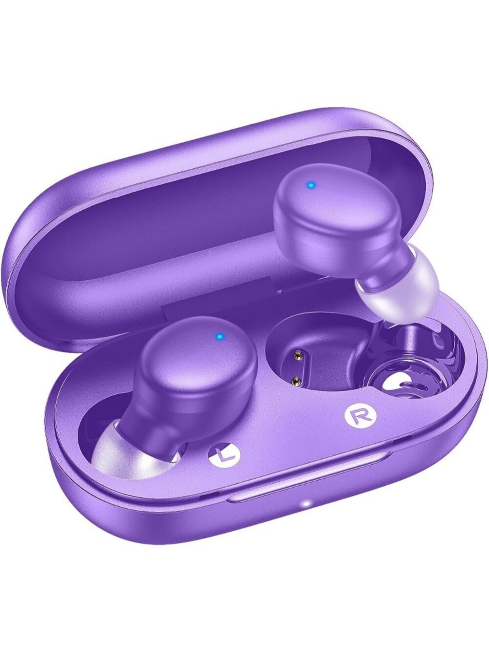 Wireless Purple Earbuds Bluetooth 5.3 Deep Bass Sound Built in Mics Clear Calls